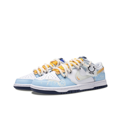 Custom Ode to Joy Dunk Smiley Graffiti White/Blue – custom sneakers view 2 | DiySneakers