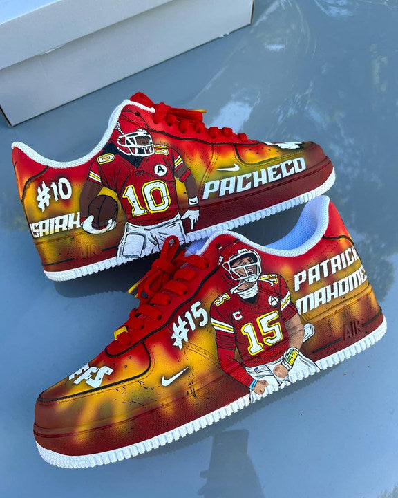 Customized Tie-Dye Kansas City Chiefs, Hand painted Air Force 1 Shoes Red – hand-painted custom sneakers | DiySneakers