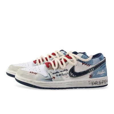 Custom Western CowboyAir Jordan 1 Low Denim Style Blue – custom sneakers view 2 | DiySneakers