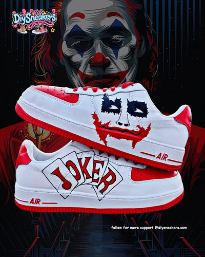Customized Joker Hand-painted Air Force 1 Shoes White/Red – custom sneakers view 2 | DiySneakers