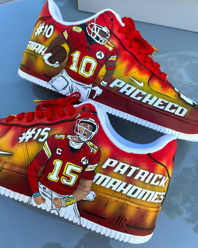 Customized Tie-Dye Kansas City Chiefs, Hand painted Air Force 1 Shoes Red – custom sneakers view 2 | DiySneakers