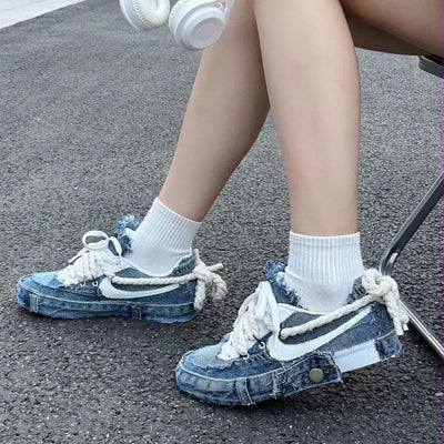 Custom denim cross Air Force 1 – hand-painted custom sneakers | DiySneakers