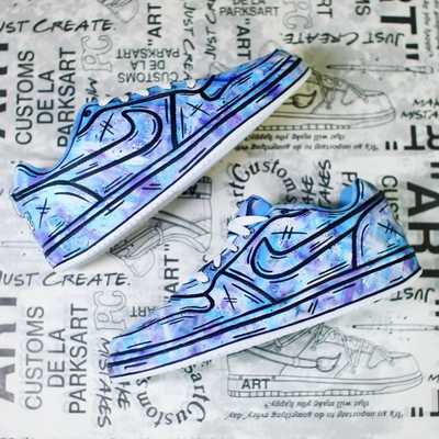 Custom Hand-Painted 2D - Blue-Purple Graffiti Air Force 1 Unsex – custom sneakers view 2 | DiySneakers