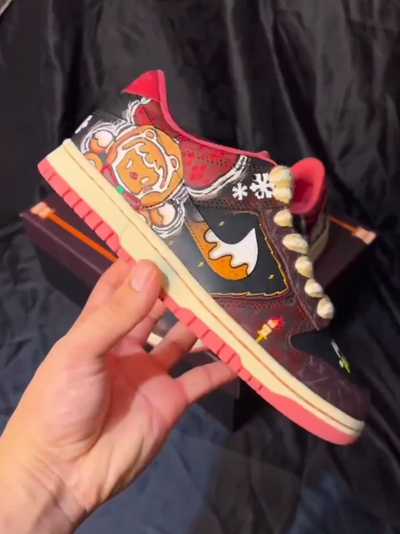 Customized Baking Best Wishes Air Force 1 Shoes Red/Brown – custom sneakers view 2 | DiySneakers
