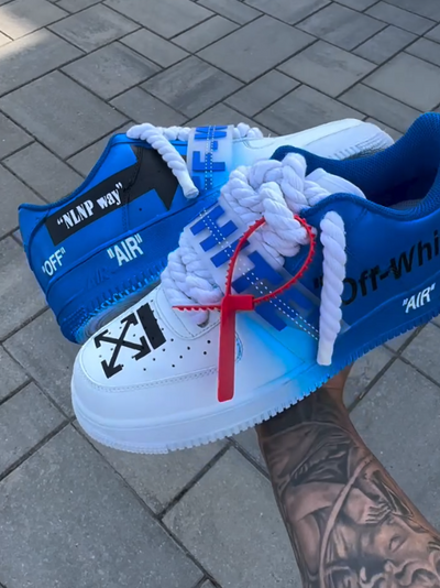 Customized BLUE OFF WHITE Air Force 1 Shoes Blue/White – custom sneakers view 2 | DiySneakers
