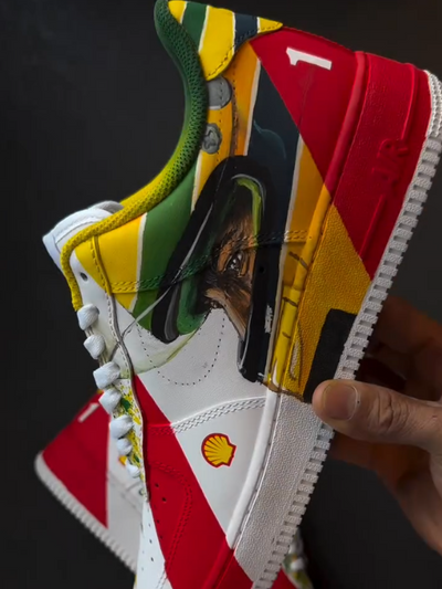 Custom Senna Air Force 1 Low - Top White/Red – custom sneakers view 2 | DiySneakers