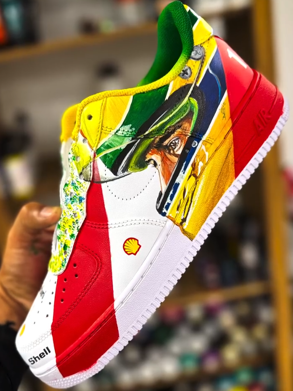 Custom Senna Air Force 1 Low - Top White/Red – hand-painted custom sneakers | DiySneakers