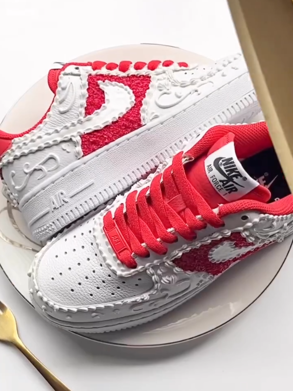Custom Strawberry Cream Cake Air Force 1 Low - Top – hand-painted custom sneakers | DiySneakers