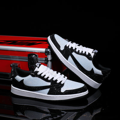[Custom Black and White - Full Diamond] Air Jordan Low - Top Skateboarding Shoes Unisex