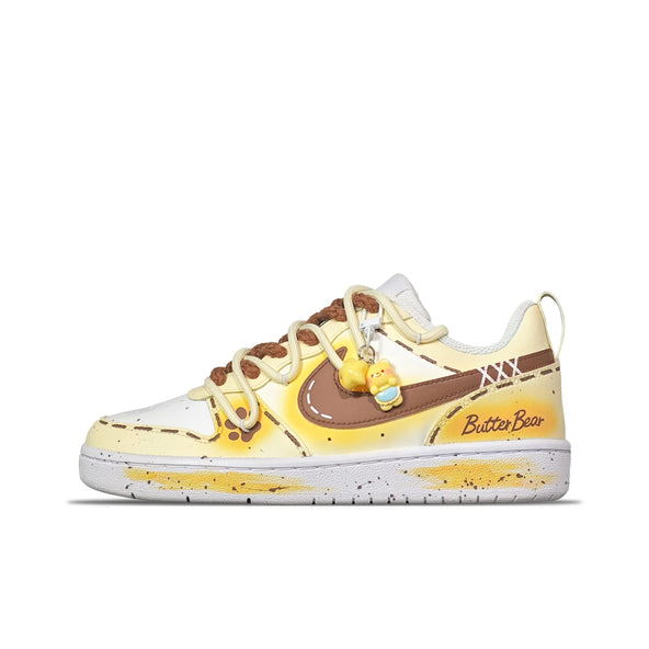 [Custom Butter Bear] Court Borough Skateboard Shoes For Children Unisex Yellow