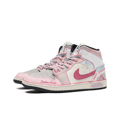 [Custom Flower Dream] Air Jordan 1 High Top Unisex Skateboarding Shoes Pink