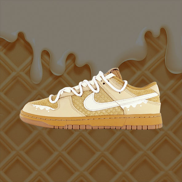 [Custom Milk Waffles] Dunk Low Skateboarding Shoes Unisex Brown/White