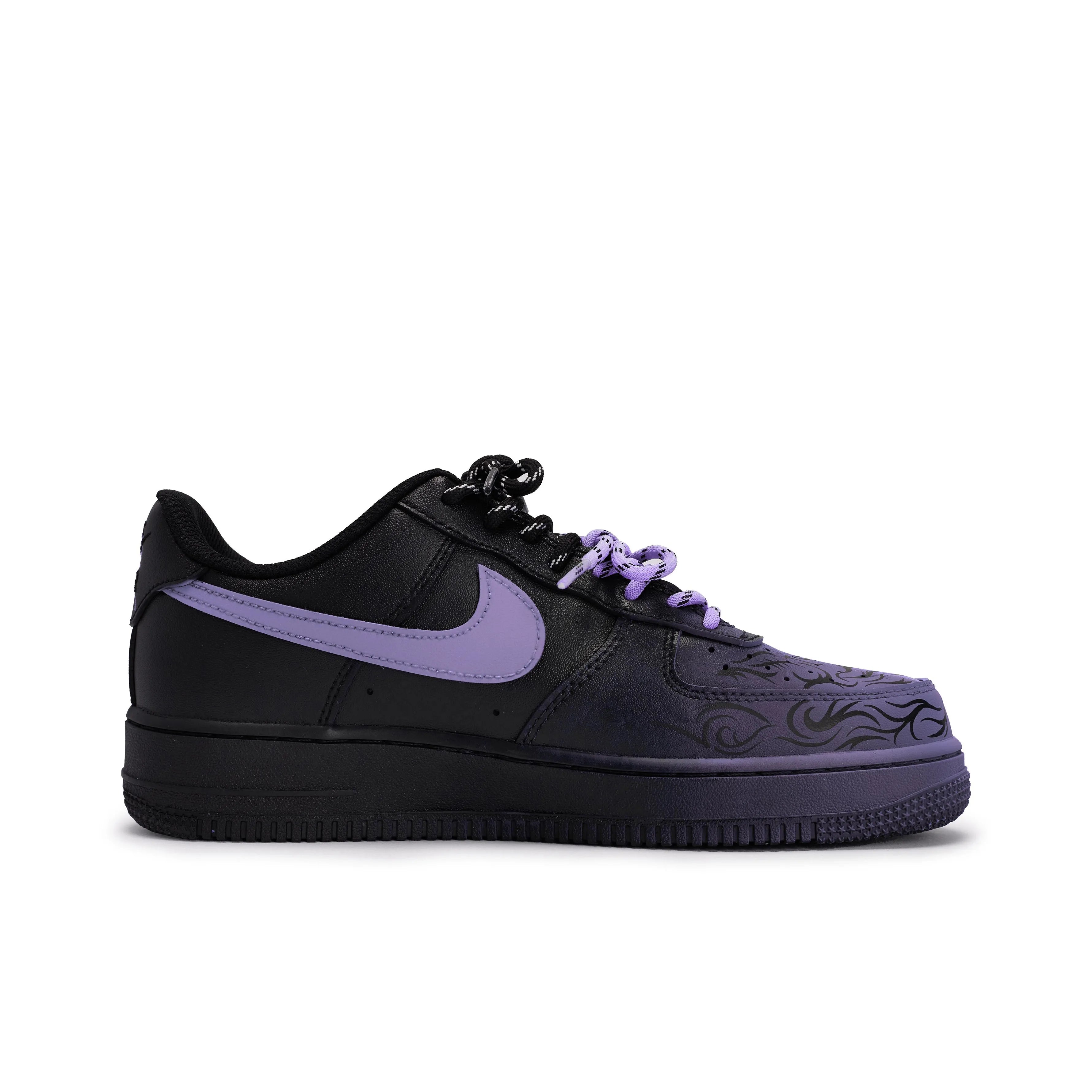 [Custom Graffiti Hand-Painted Floral Pattern Black Tiffany] Air Force 1 Skateboarding Shoes Unisex