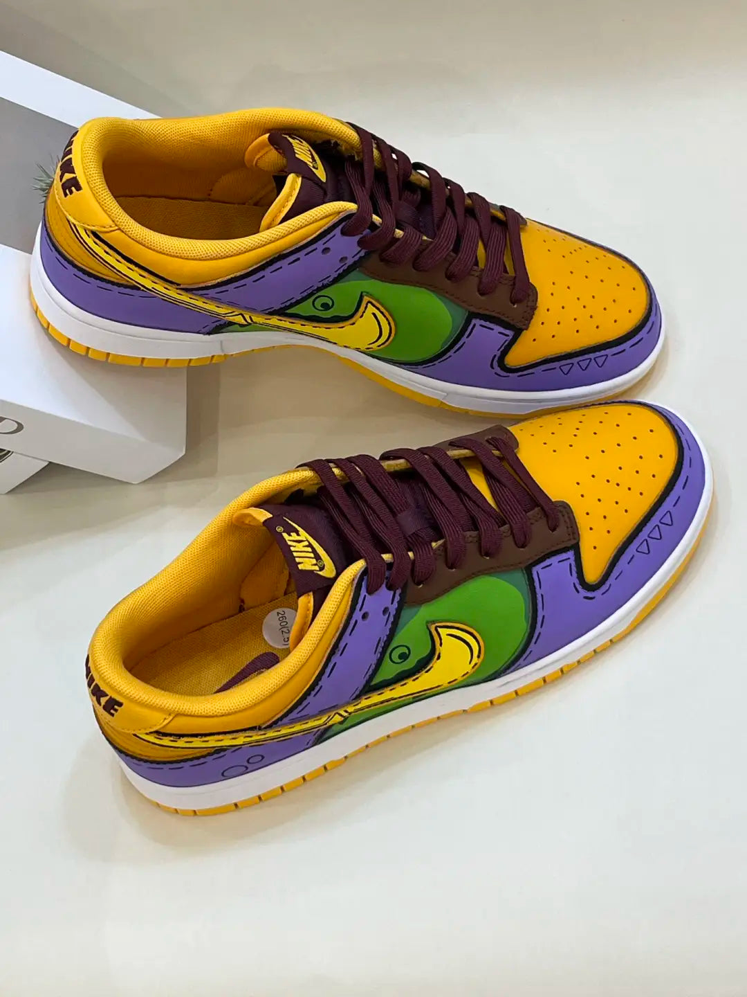 [Custom Radioactive Shark] Dunk Skateboarding Shoes Unisex Yellow/Purple/Green
