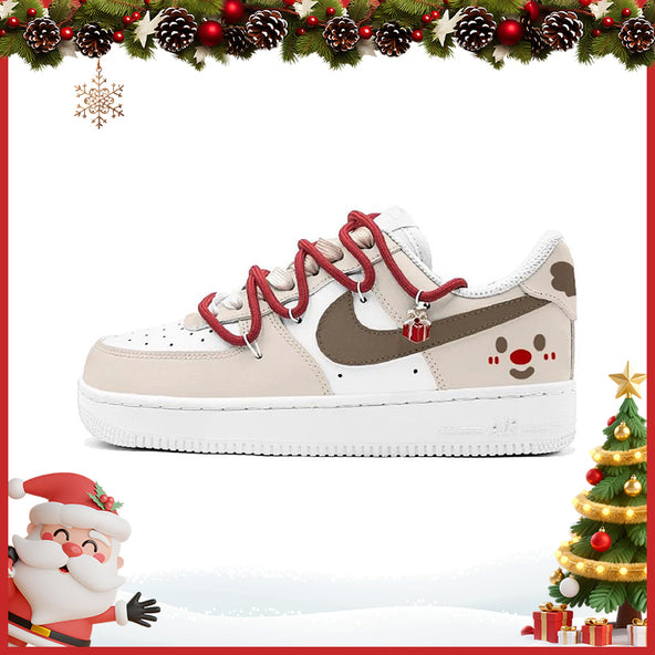 [Custom Santa Fawn]  Air Force 1 Kids' Skateboarding Shoes Grade School