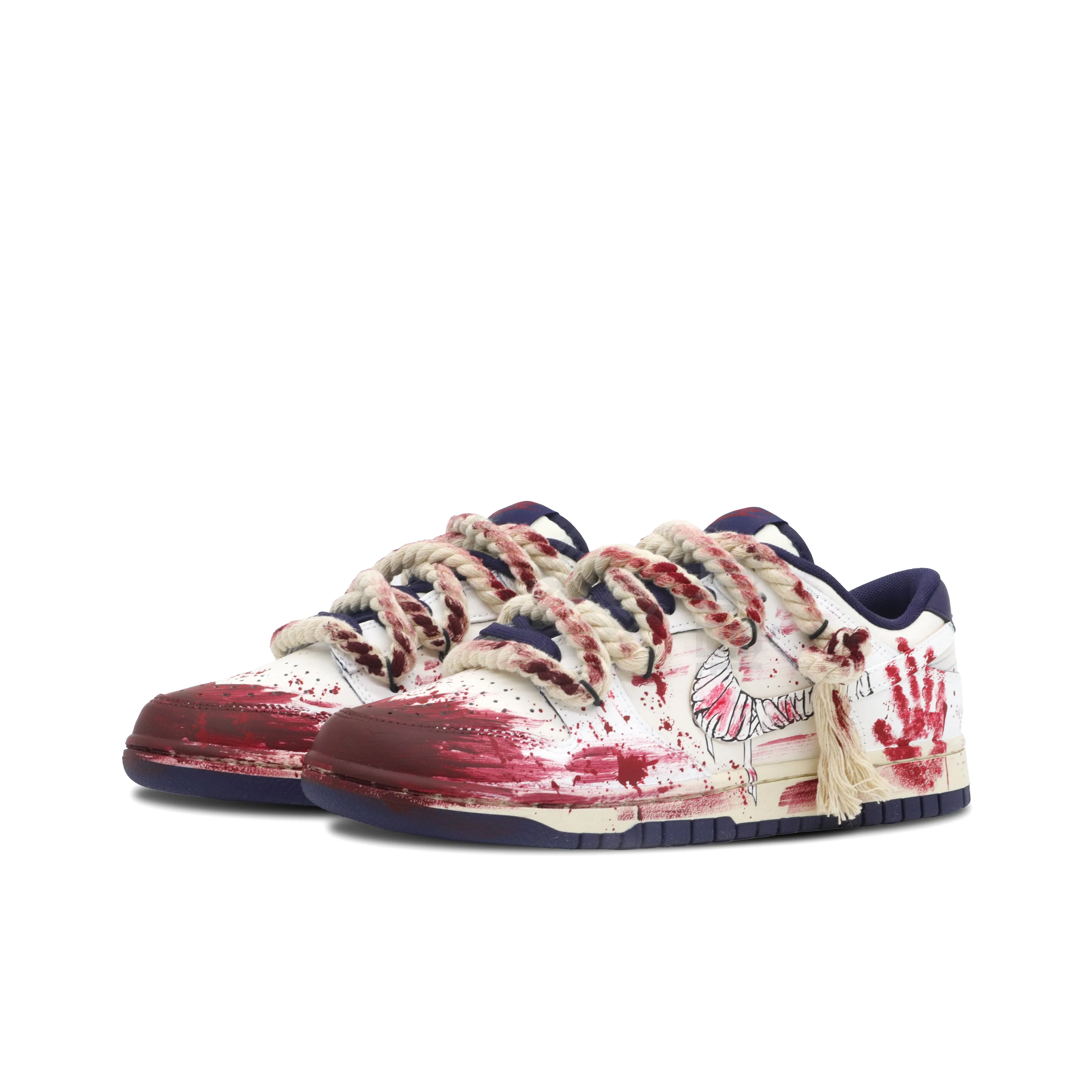 [Custom Blood-red Mummy] Dunk Skateboarding Shoes Unisex Red/White