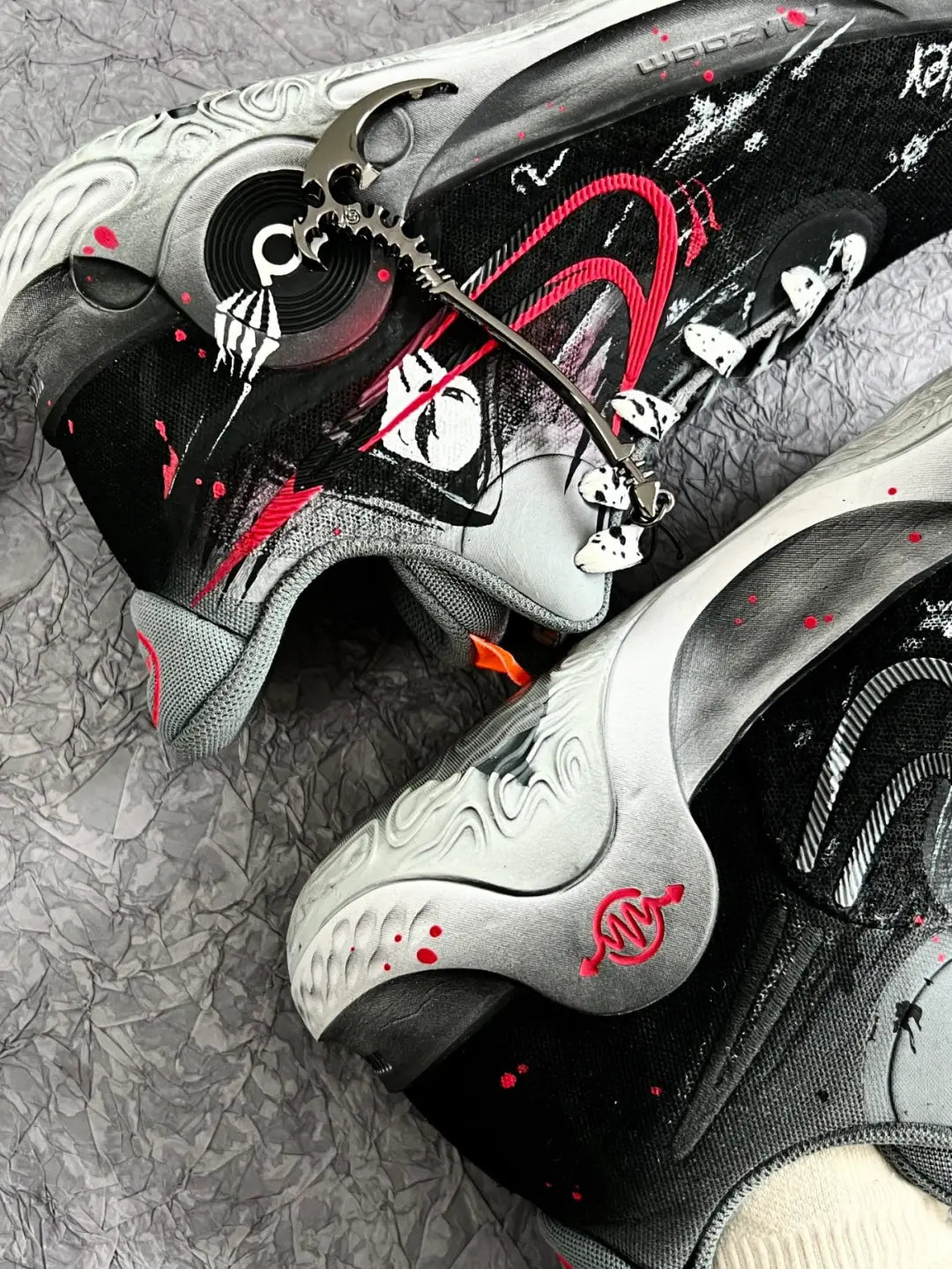 [Customized Old Retro Sickle Shadow] KD Trey 5 X Basketball Shoes Men's High-top Black/Red
