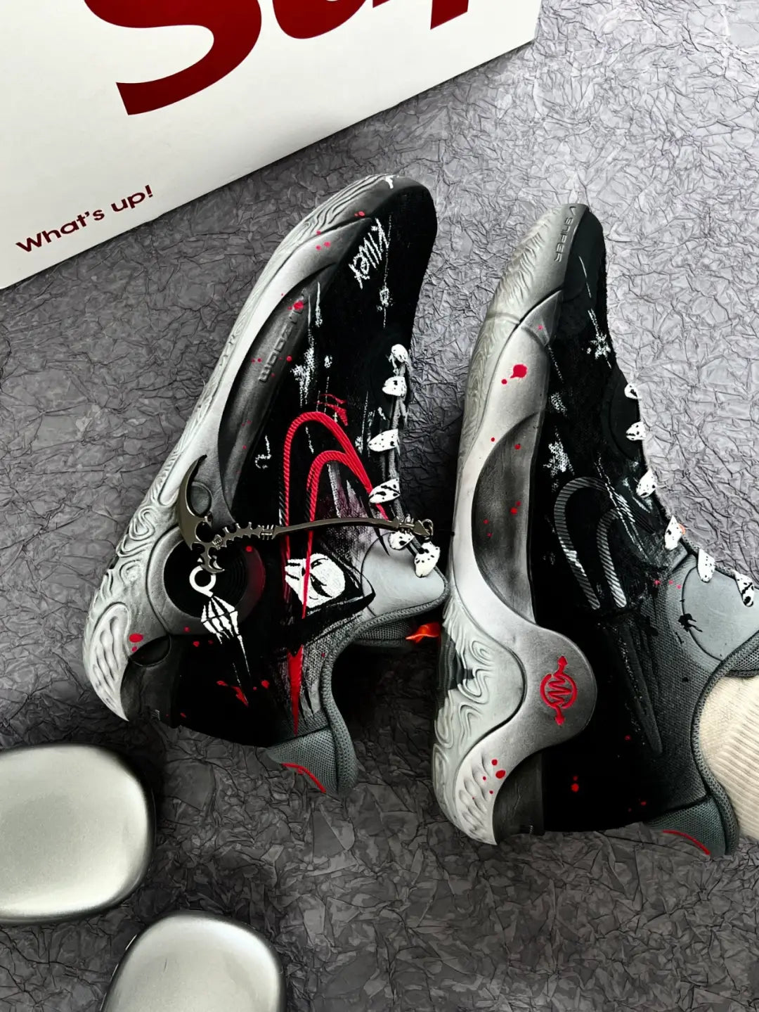 [Customized Old Retro Sickle Shadow] KD Trey 5 X Basketball Shoes Men's High-top Black/Red