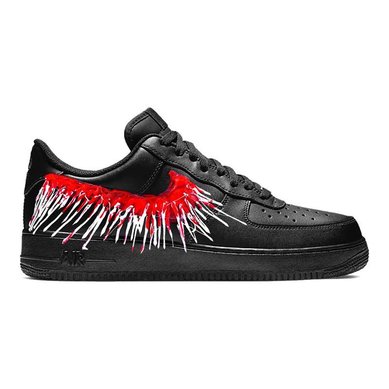 [Custom Female bloody teeth]  Air Force 1 Skateboarding Shoes Women's Low-top Black