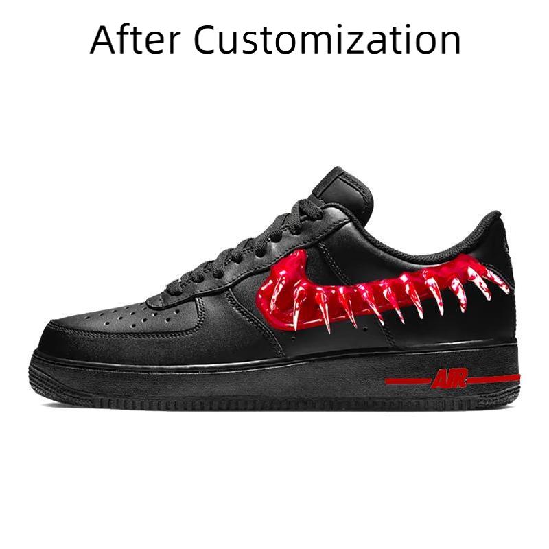 [Custom Women's Bloodstained Teeth 2.0]  Air Force 1 Skateboarding Shoes Women's Low-top Black