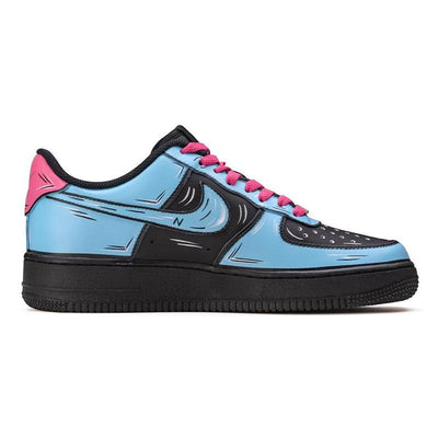 [Custom AF1 South Coast 2D Blue Pink]  Air Force 1 Skateboarding Shoes Women's Low-top Ultra Blue/Fire Orchid