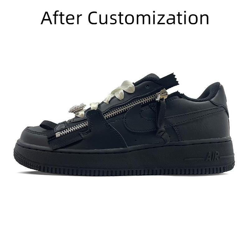 [Custom Pure Desire Wind black] Nike Air Force 1 Skateboarding Shoes Women's