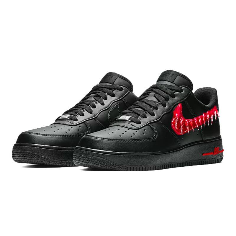 [Custom Men's Bloodstained Teeth 2.0]  Air Force 1 Skateboarding Shoes Men Low-top Black