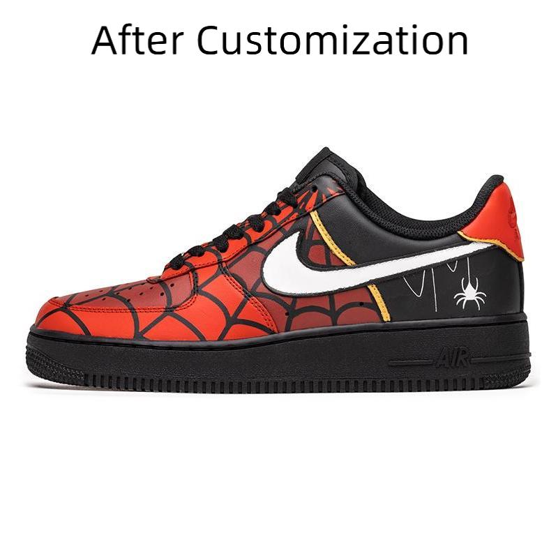 [Custom The male superhero Spider-Man] Nike Air Force 1 Skateboarding Shoes Men Low-top Red/Black