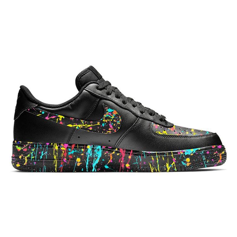 [Custom Men's artist series graffiti black] Nike Air Force 1 Skateboarding Shoes Men Low-top Black
