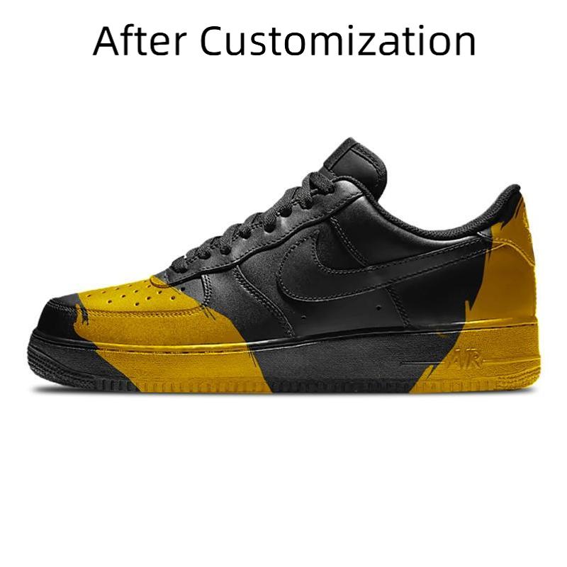 [Custom Treasure-hunting captain] Nike Air Force 1 Skateboarding Shoes Men Low-top Black/Gold
