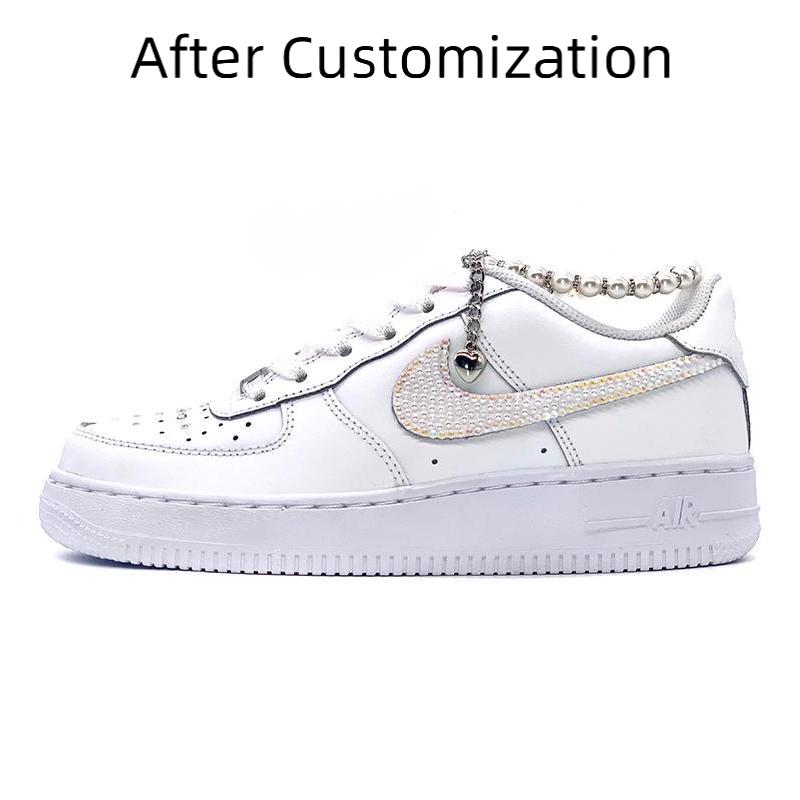 [Custom Valentine's Day men's diamond pearls]  Air Force 1 Skateboarding Shoes Men