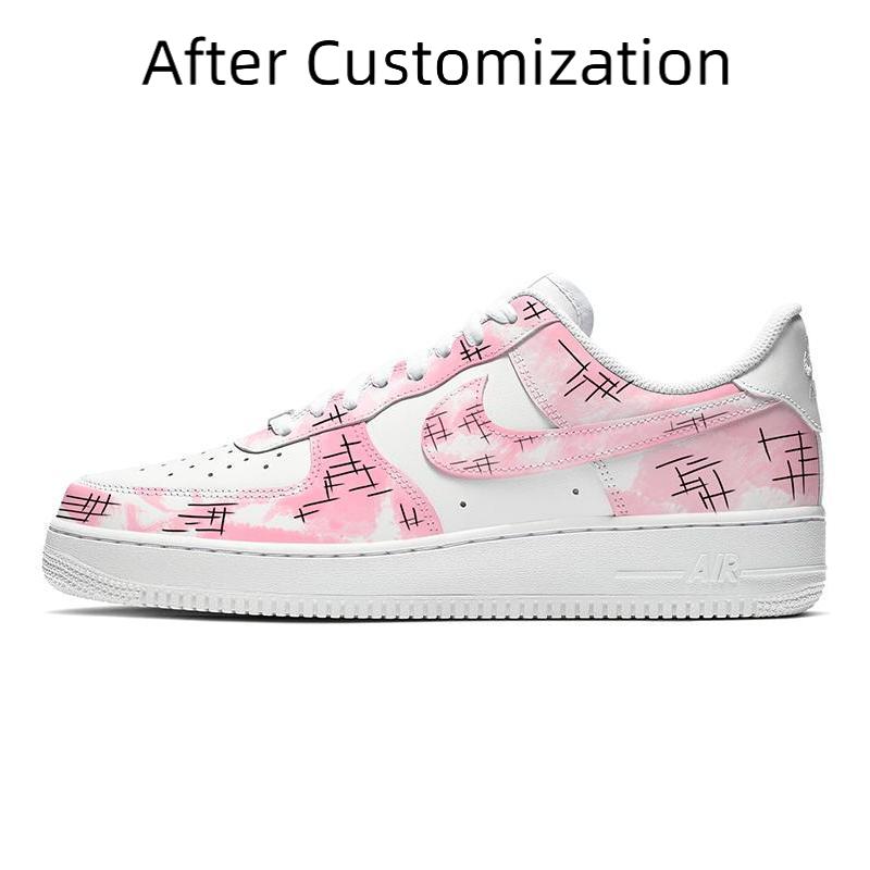 [Custom Men's and women's Jeremy pink and white]  Air Force 1 Skateboarding Shoes Unisex