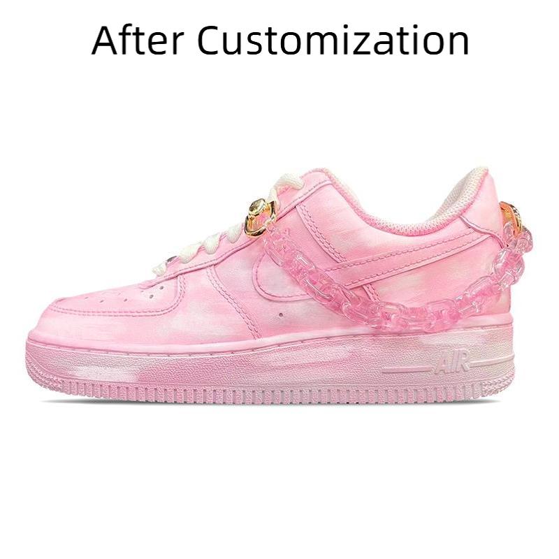 [Custom Valentine's Day is dyed pink with alcohol scratch-off cards]  Air Force 1 Skateboarding Shoes Men