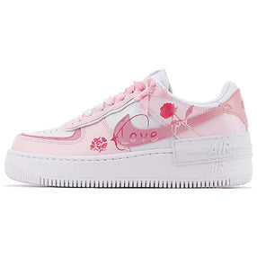 [Custom Rose GirL]  Air Force 1 Skateboarding Shoes Women's Low-top Pink/white