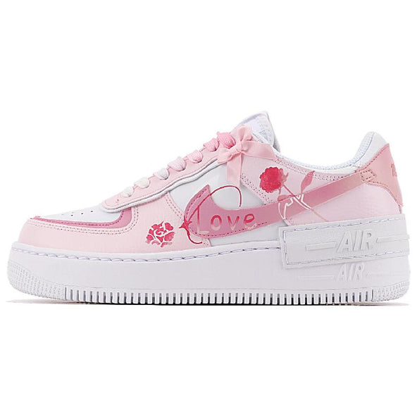 [Custom Rose GirL]  Air Force 1 Skateboarding Shoes Women's Low-top Pink/white