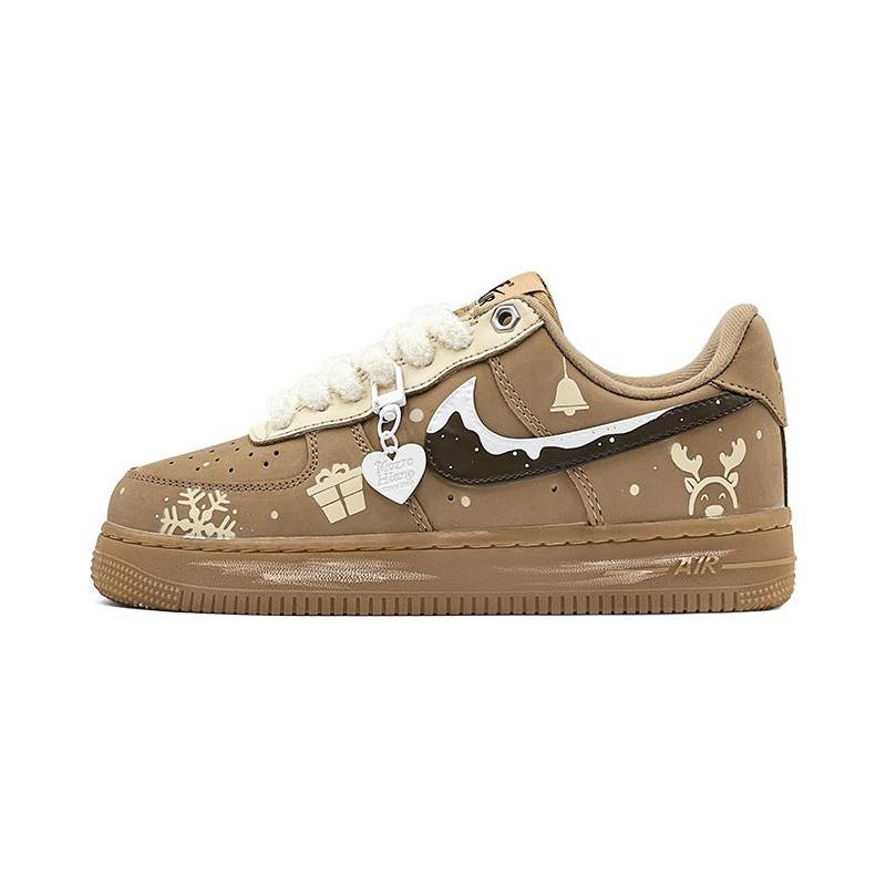 [Custom Christmas Wheat Air Force]  Air Force 1 Skateboarding Shoes Unisex