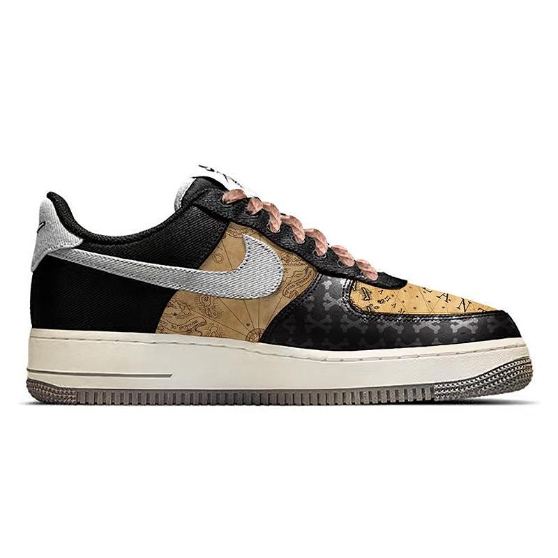 [Custom Male pirate treasure map in black and yellow]  Air Force 1 Skateboarding Shoes Men