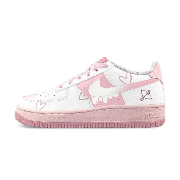 [Custom Female AF Heart Arrow]  Air Force 1 Skateboarding Shoes Women's Low-top White/pink