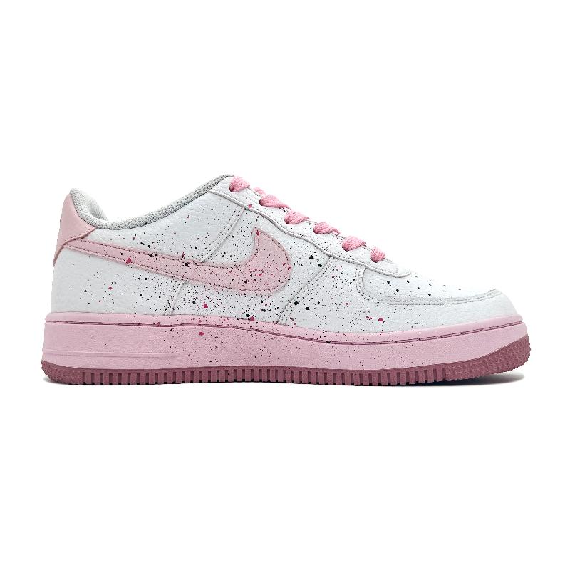 [Custom Pink and black peach]  Air Force 1 Skateboarding Shoes Women's Low-top White/pink/black
