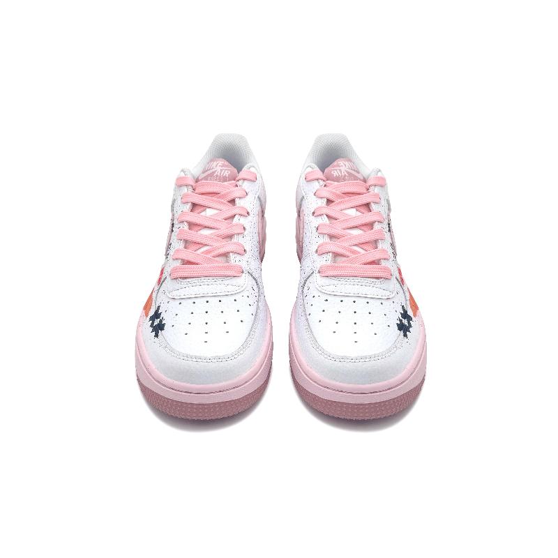 [Custom Pink and black peach]  Air Force 1 Skateboarding Shoes Women's Low-top White/pink/black