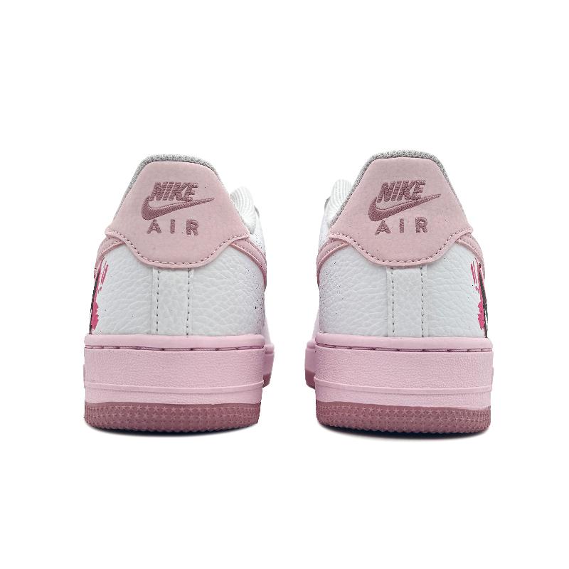 [Custom Pink and black peach]  Air Force 1 Skateboarding Shoes Women's Low-top White/pink/black