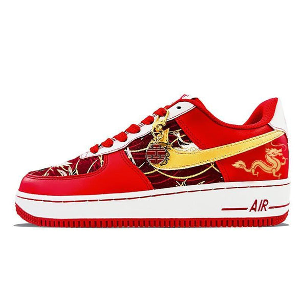[Custom AF1 Men's Jade Seal Auspicious Dragon Wedding Shoes]  Air Force 1 Skateboarding Shoes Men