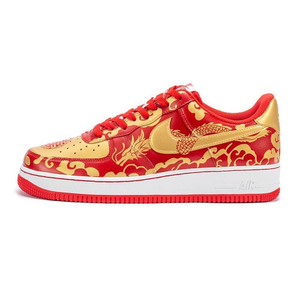 [Custom AF1 Men's auspicious wedding shoes featuring dragons and phoenixes]  Air Force 1 Skateboarding Shoes Men