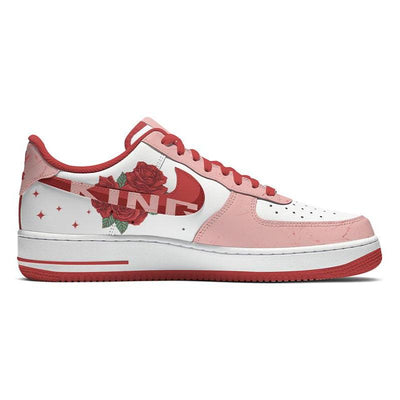 [Custom The fifth issue of men's hand-painted roses in red and blue]  Air Force 1 Skateboarding Shoes Men Low-top White/Navy/Red