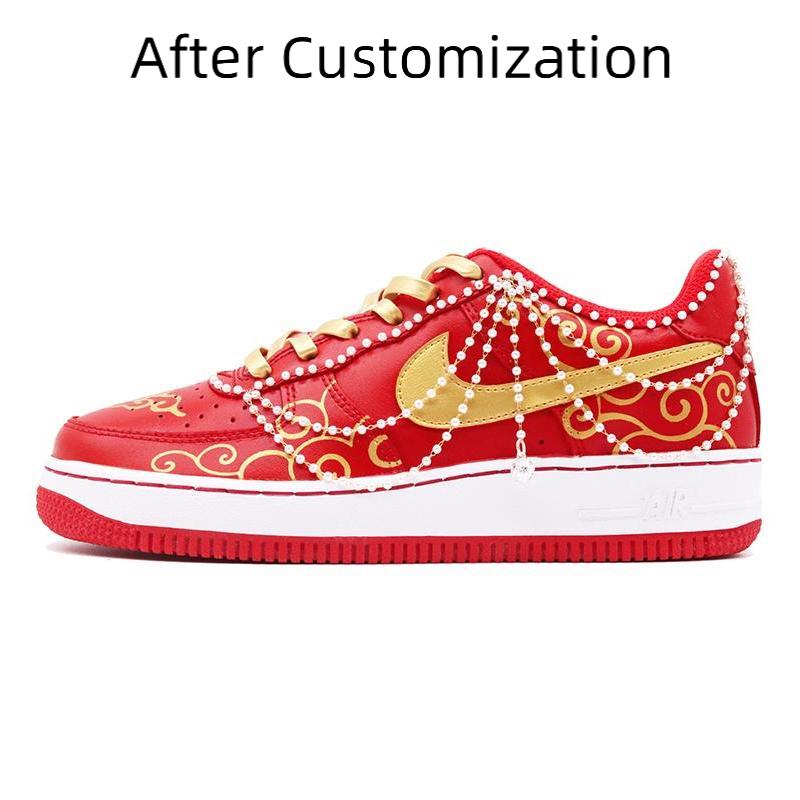 [Custom Team52 Pearl Bell Wedding Shoes for women] Nike Air Force 1 Skateboarding Shoes Women's