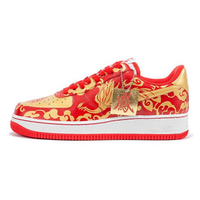[Custom AF1 Women's Dragon and Phoenix Auspicious Wedding Shoes] Nike Air Force 1 Skateboarding Shoes Women's