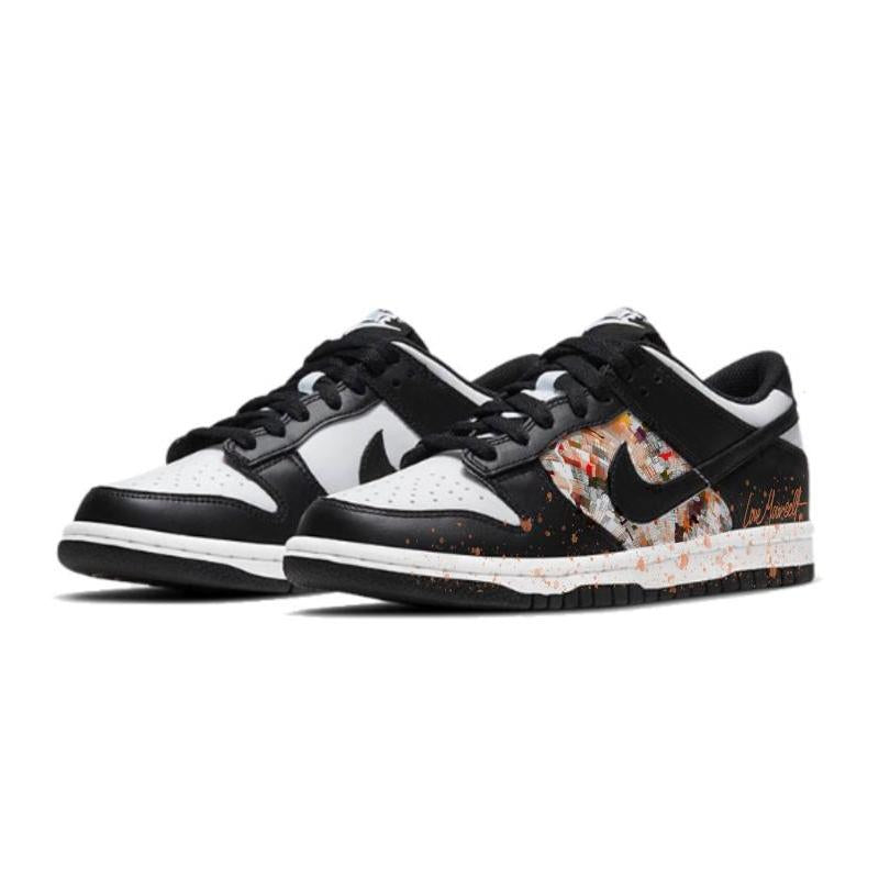 [Custom Neon City]  Dunk Skateboarding Shoes Women's Low-top White/black