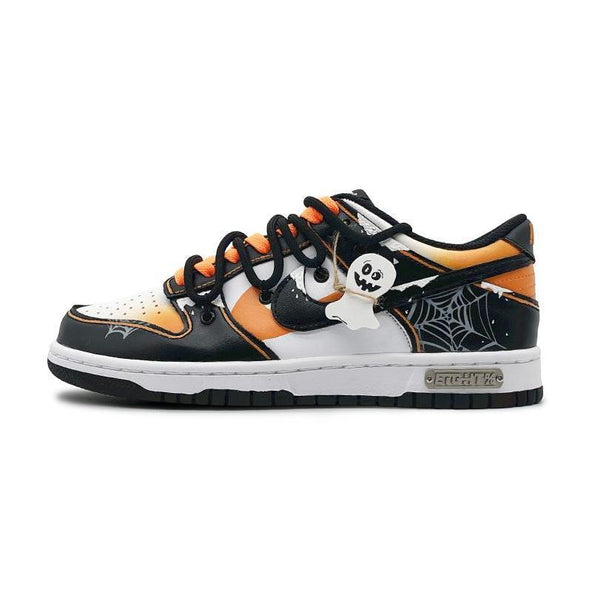 [Custom Ghost Club]  Dunk Skateboarding Shoes Women's Low-top Black, Orange, White