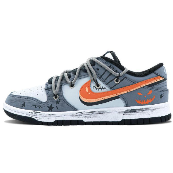 [Custom Male devil pumpkin]  Dunk Skateboarding Shoes Women's Low-top Grey/black