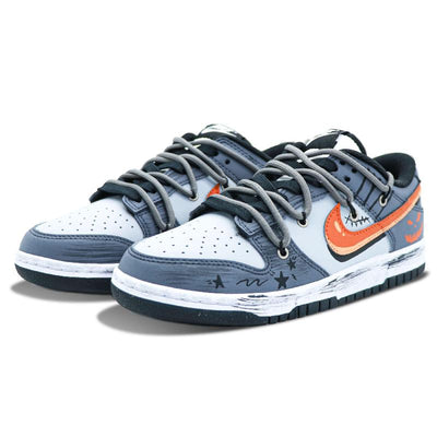 [Custom Devil Pumpkin]  Dunk Skateboarding Shoes Unisex Low-top Grey/black